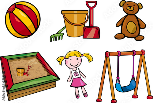 toys objects cartoon illustration set
