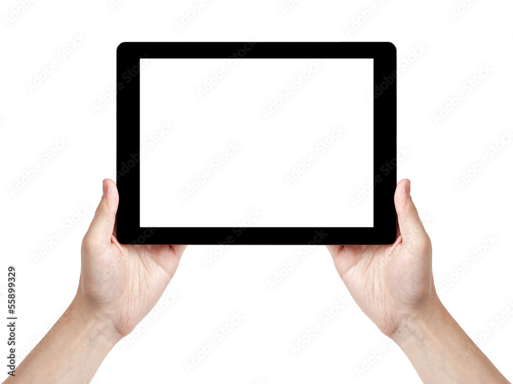 adult man hand holding generic tablet adult man hand holding generic tablet