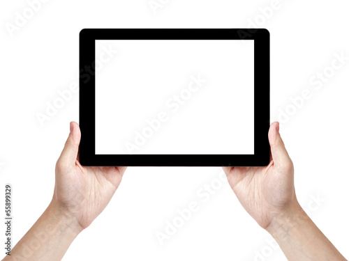 adult man hand holding generic tablet