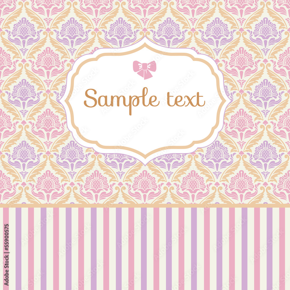 Romantic pastel card with ornamental vintage background