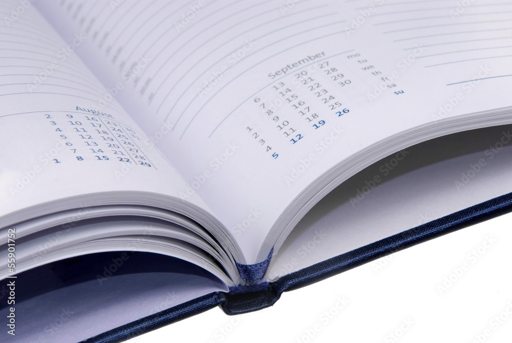 view of calendar in opened notebook ogranizer view of calendar in opened notebook ogranizer