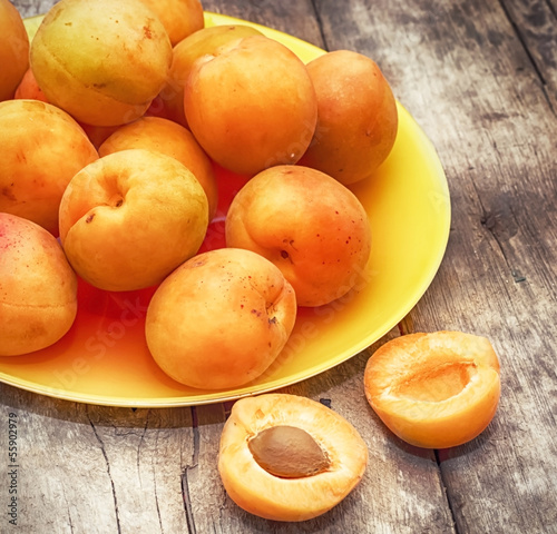 fragrant apricots in the yellow bowl