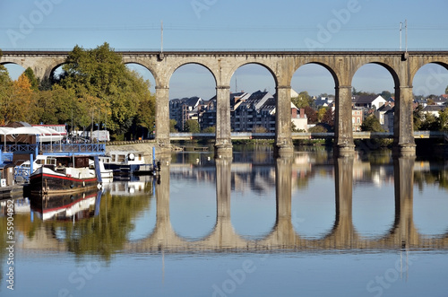 Viaduct on river Mayenne at Laval in France photo