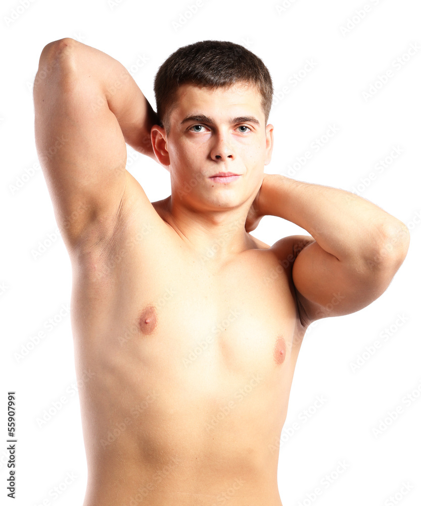Handsome young muscular sportsman, isolated on white Handsome young muscular sportsman, isolated on white
