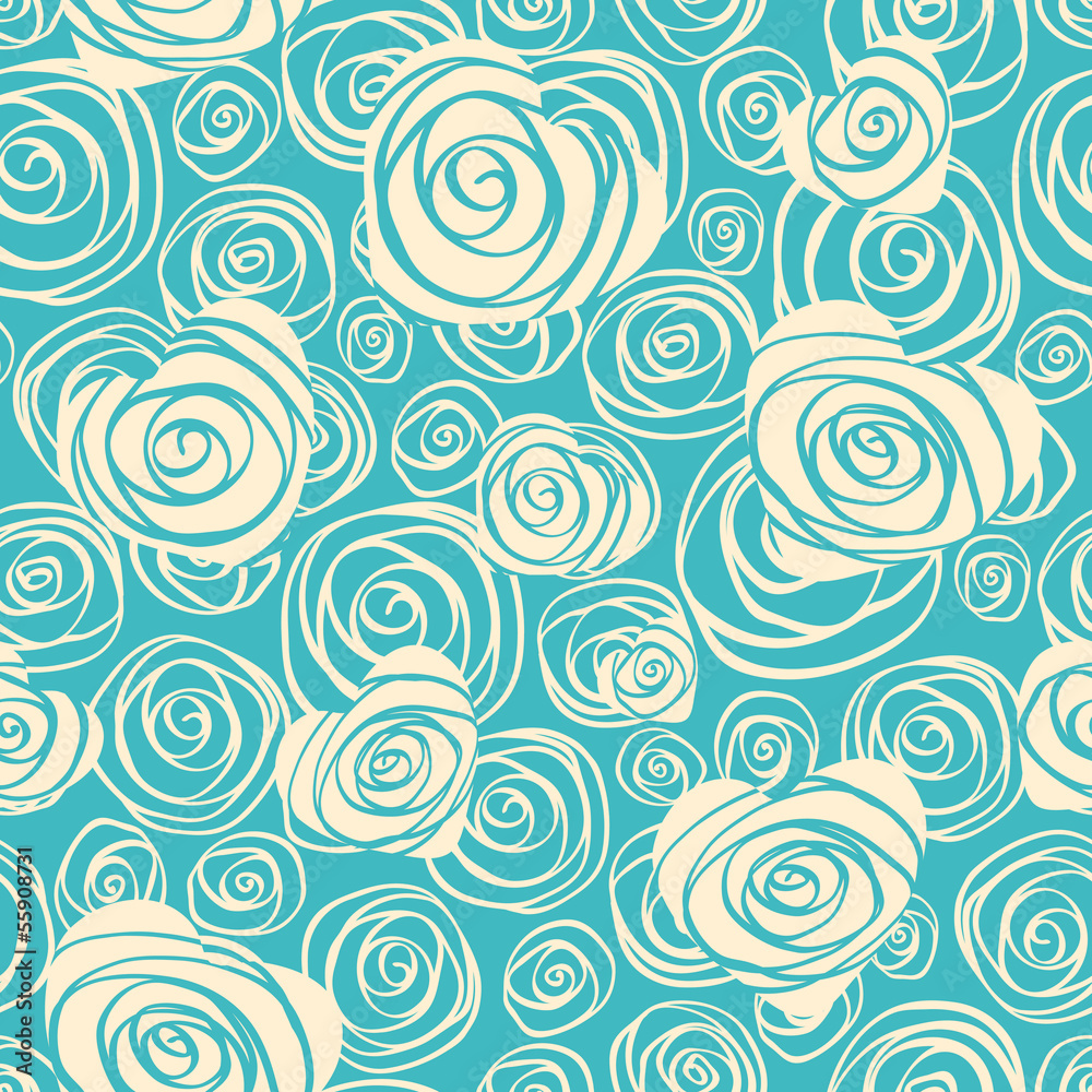 Abstract seamless pattern with hearts and roses Abstract seamless pattern with hearts and roses