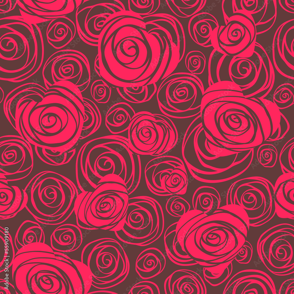 Abstract seamless pattern with hearts and roses