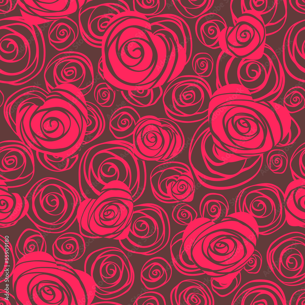 Abstract seamless pattern with hearts and roses Abstract seamless pattern with hearts and roses