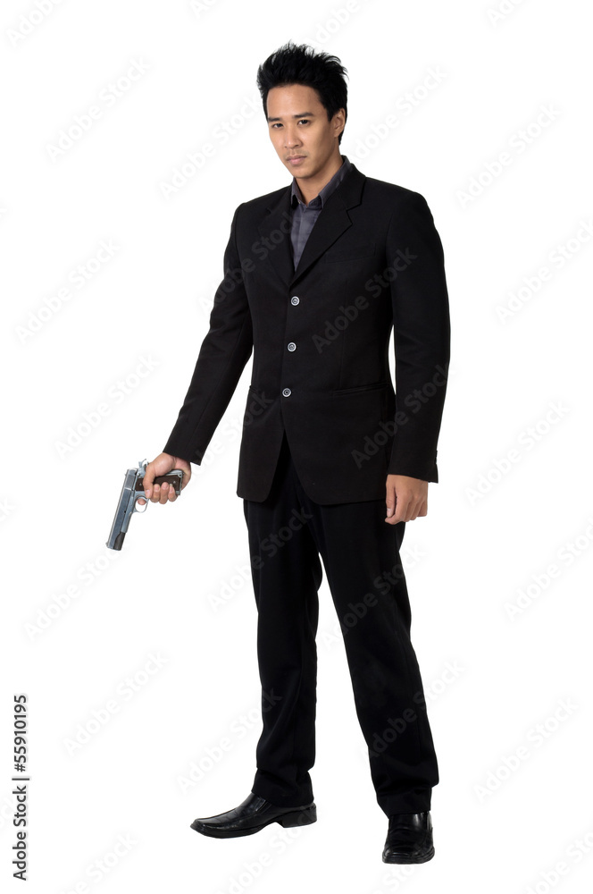business man Hold gun isolated business man Hold gun isolated
