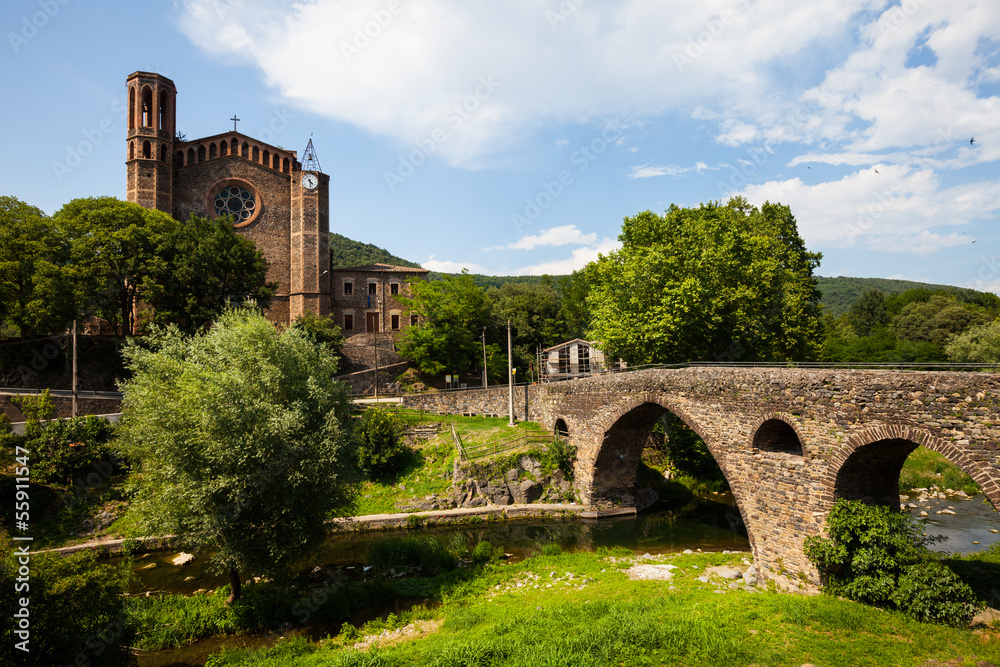 Old church and medieval bridge