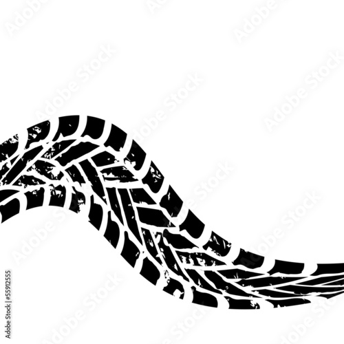 grunge black tire track on white background