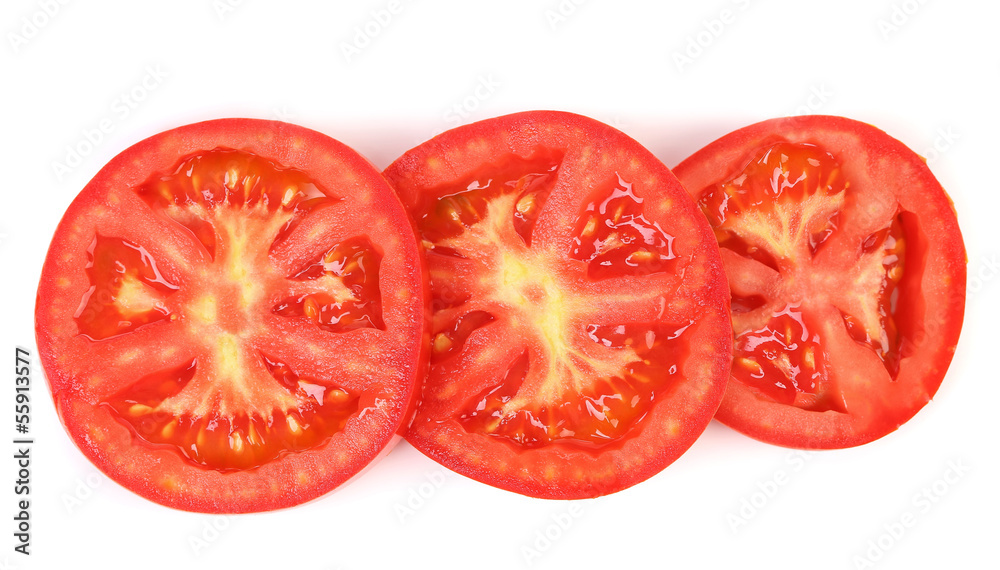 Tomato slice isolated on white background. Tomato slice isolated on white background.