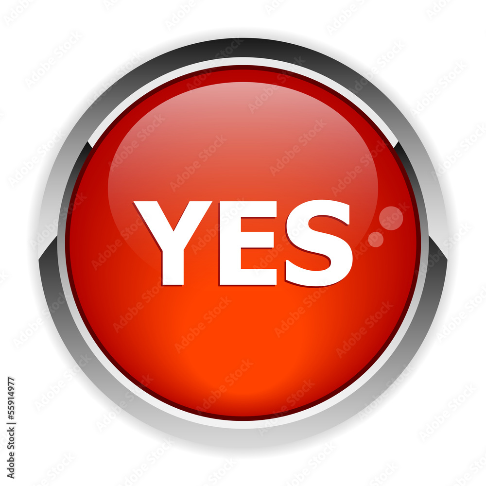 Button yes on white background