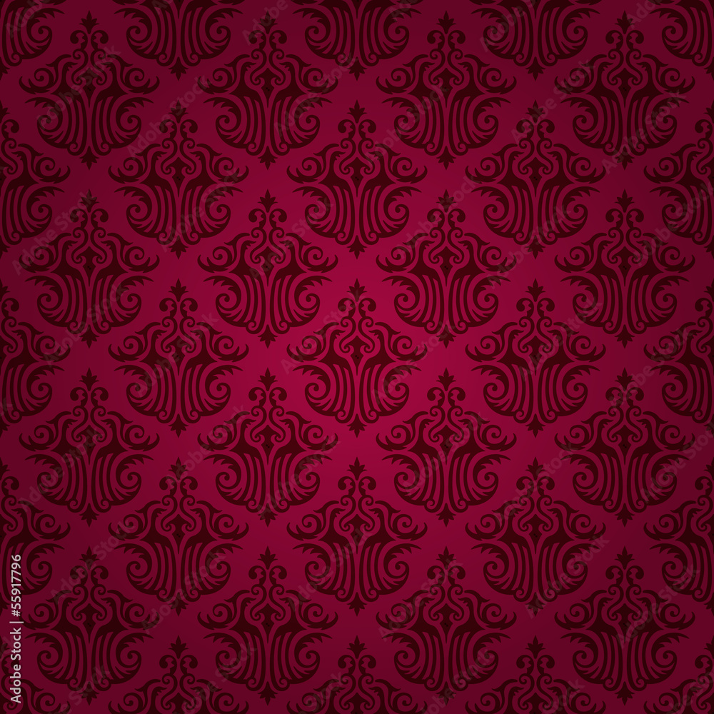 Wallpaper, papier peint, décor floral, motif damassé, arabesque