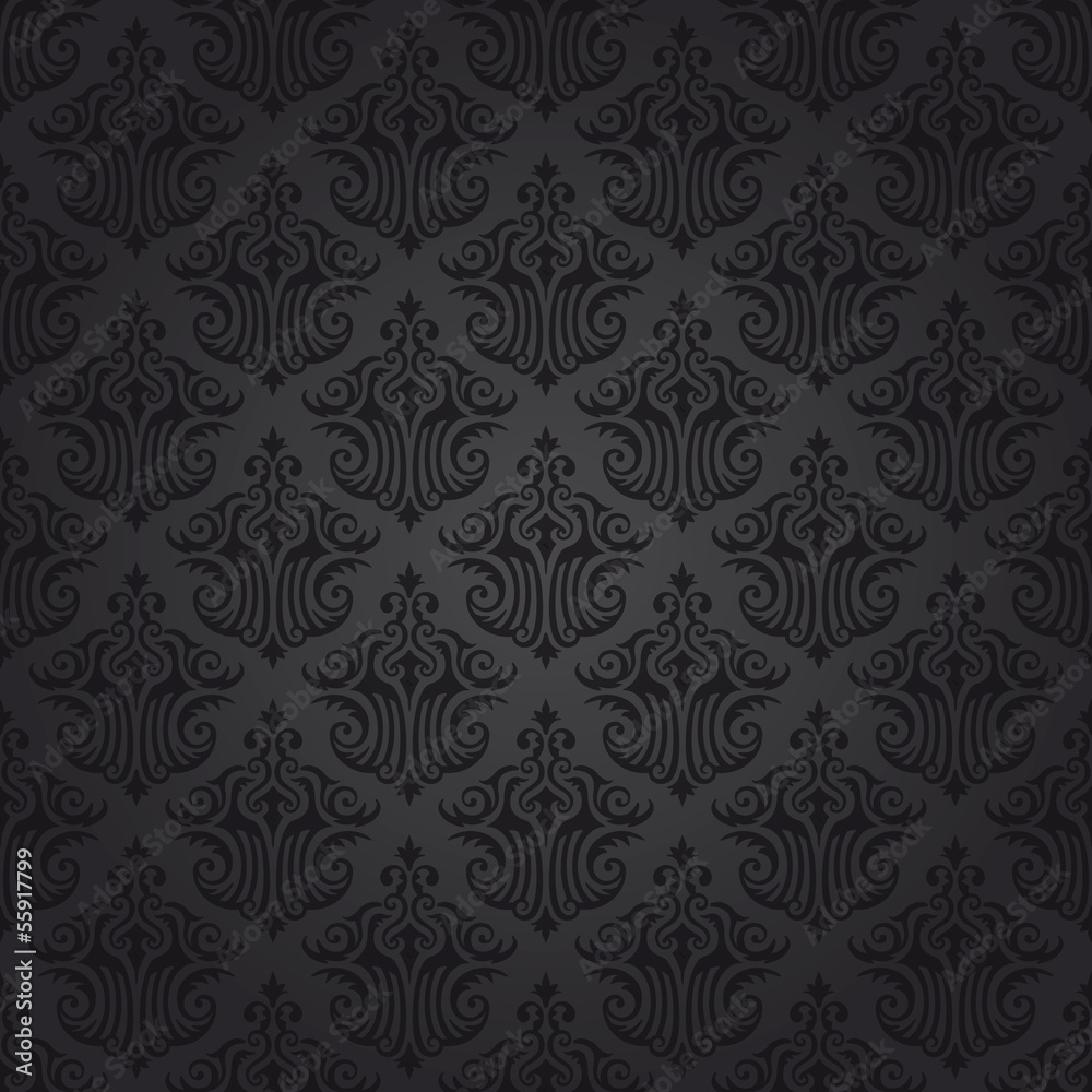 Wallpaper, papier peint, décor floral, motif damassé, arabesque