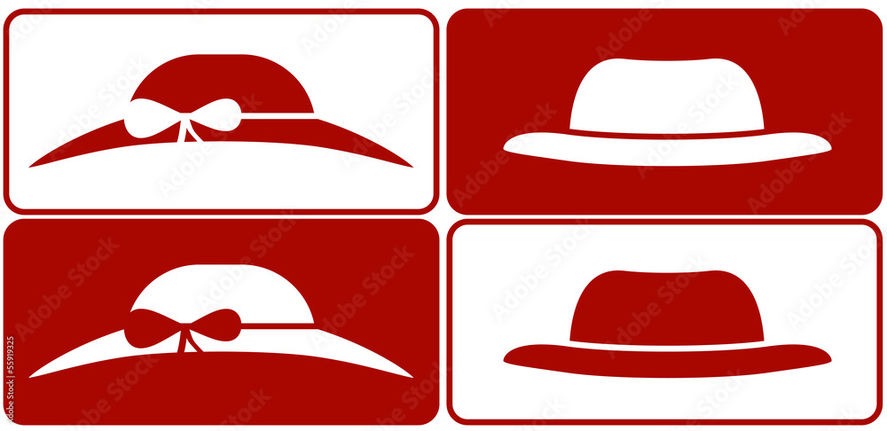 set isolated female and male hats set isolated female and male hats