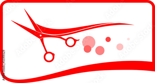 background with scissors and hair, symbol of barbershop