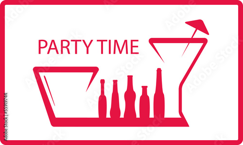 background with bottle, wineglass - party symbol