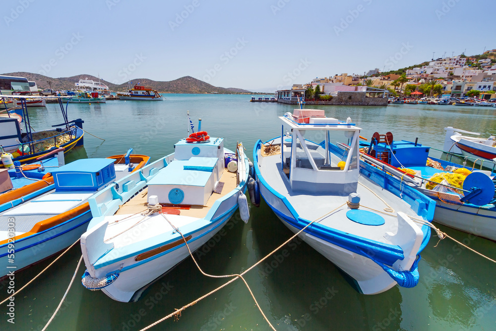 Fishing boats at the coast of Crete, Greece