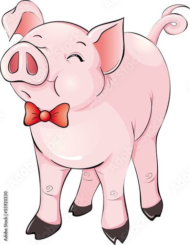 freches Schwein mit Schleife