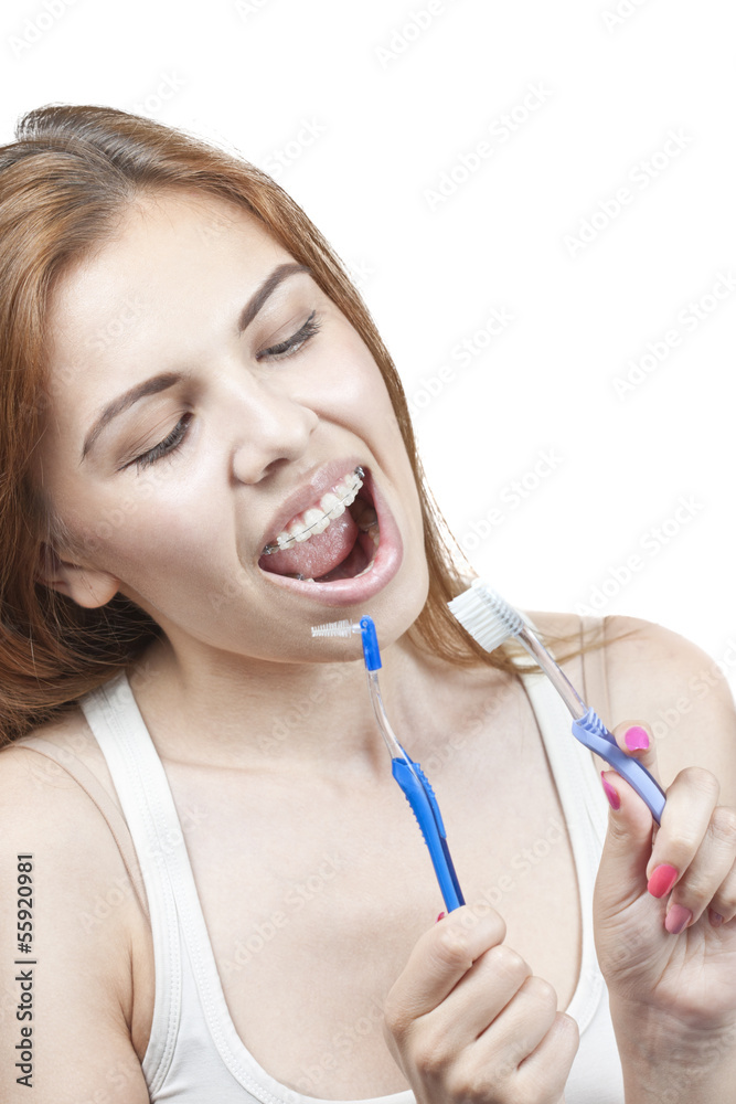 Teeth and braces. The process of cleaning your teeth. Toothbrush Teeth and braces. The process of cleaning your teeth. Toothbrush