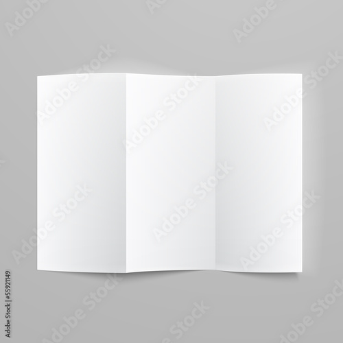 Blank trifold paper z-folded brochure.