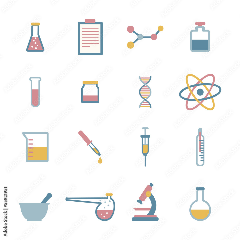 set of flat science icons set of flat science icons