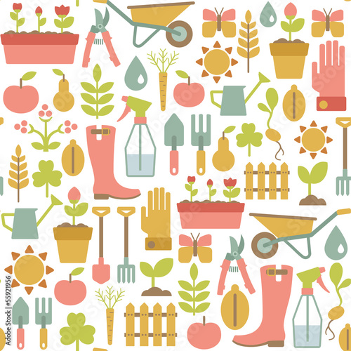 seamless pattern with gardening icons