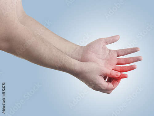 Pain in a man finger.