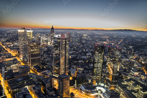 aerial of Frankfurt by night