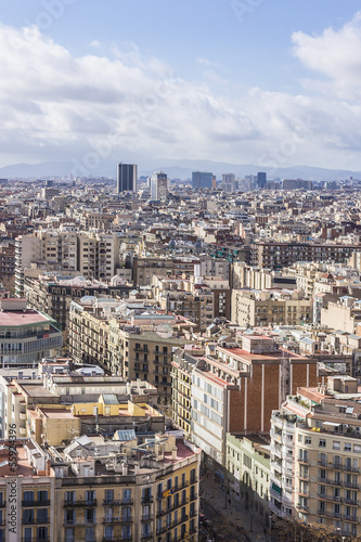 Barcelona panoramic view from Sagrada Familia. Barcelona, Spain