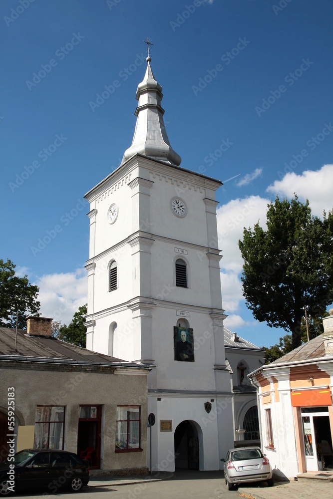 old church with tower in Zmigrod Nowy