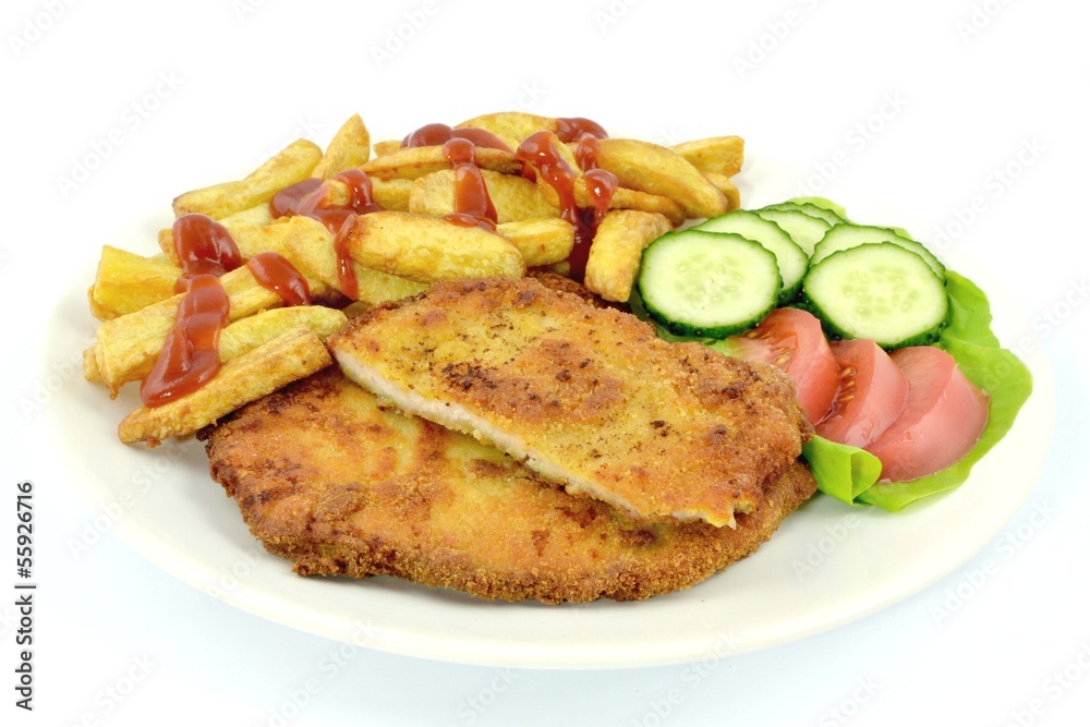 kotlet schabowy z frytkami