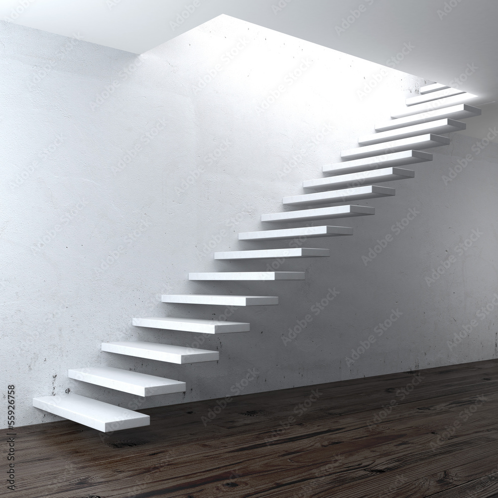 Fototapeta white concrete stair near a wall