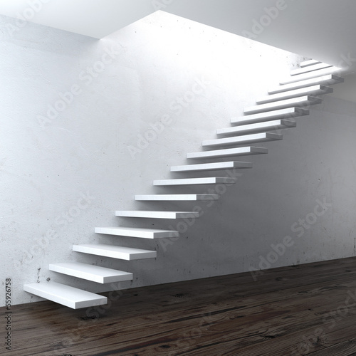 white concrete stair near a wall