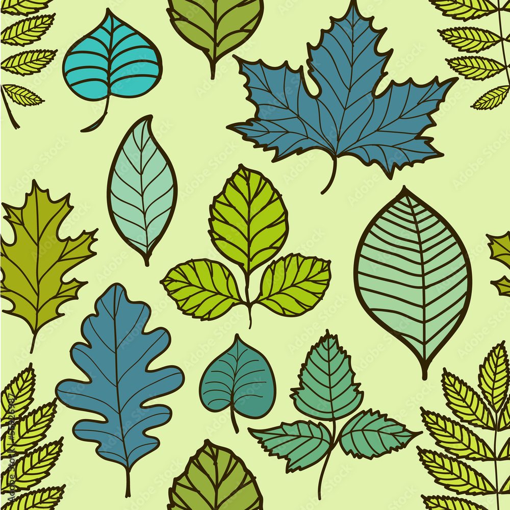 Seamless pattern with leafs, abstract leaf texture