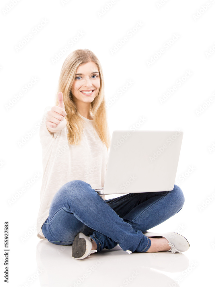 Fototapeta premium Woman working on a laptop