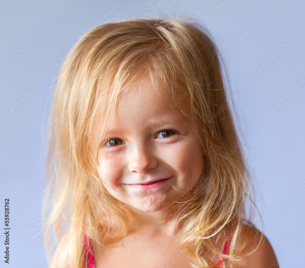 happy little girl a on gray background happy little girl a on gray background