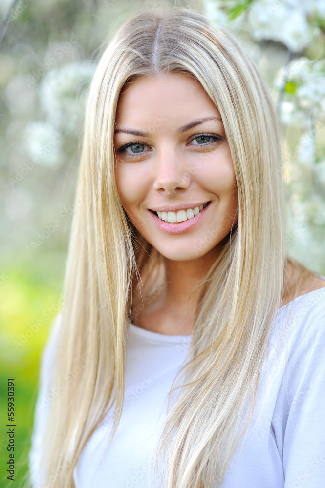 Portrait of beautiful young girl outdoors in spring Portrait of beautiful young girl outdoors in spring