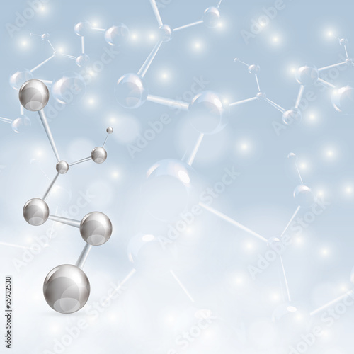 Molecule illustration blue background
