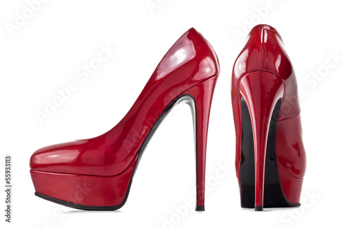 red female shoes with high heels