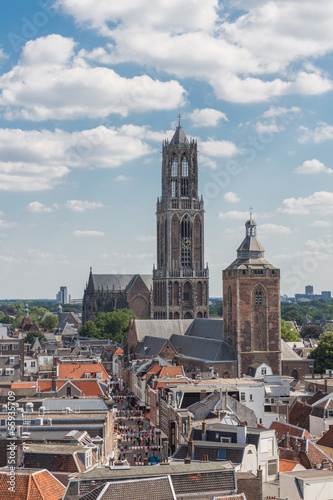 Aerial cityscape of medieval city Utrecht  the Netherlands