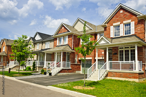 Row of new suburban homes photo