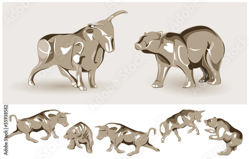 Bear and Bull vector illustration