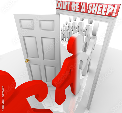 Don't Be a Sheep People March Through Door Compliance photo