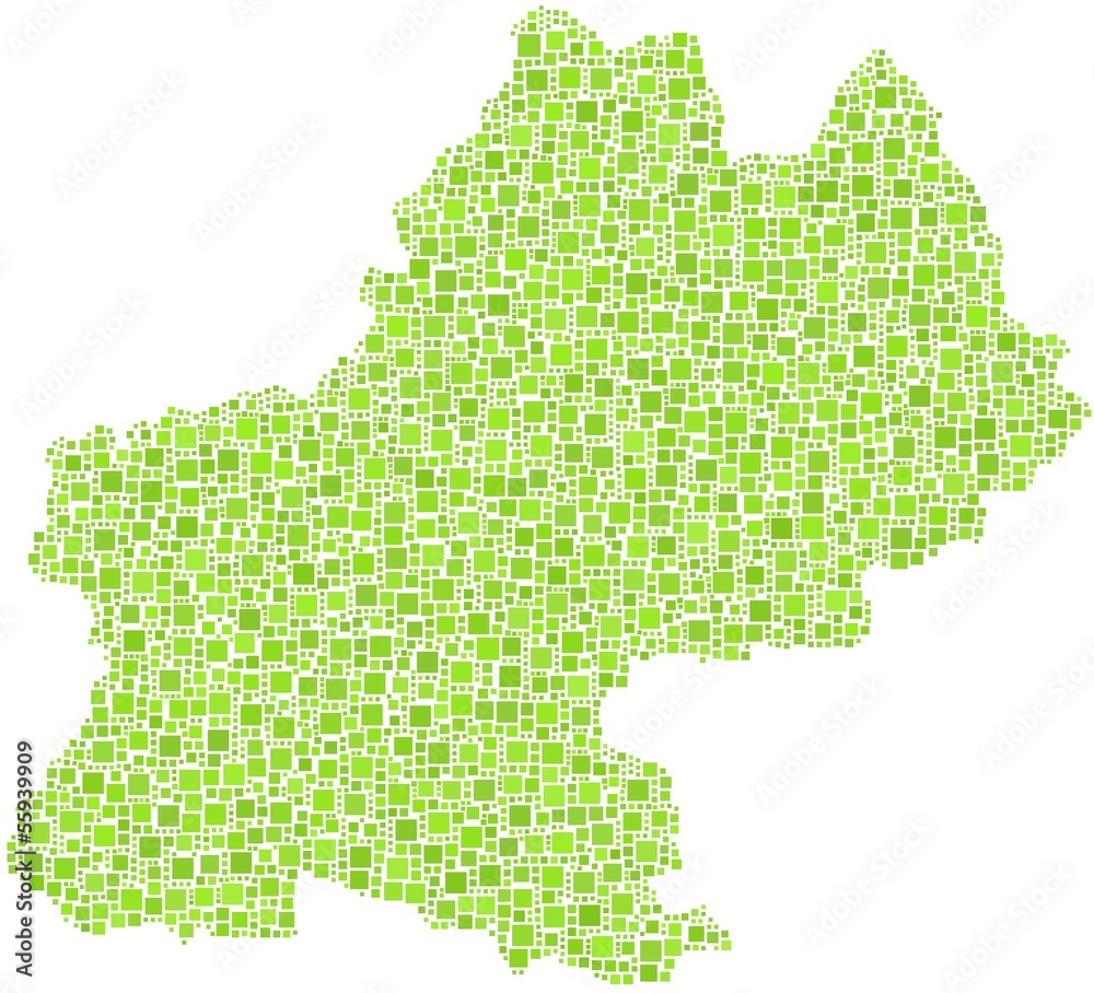 Map of Midi-Pyrénées - France - in a mosaic of green squares