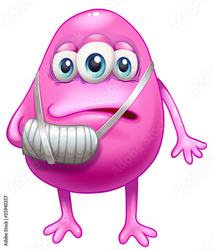 An injured pink monster