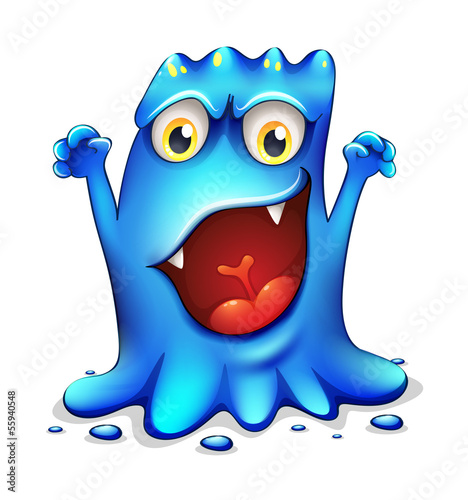A very angry blue monster