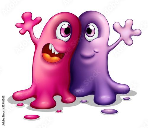 Two happy one-eyed monsters