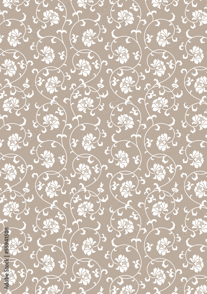 花唐草 灰色 白抜き Stock Vector Adobe Stock