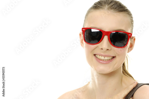 Head shot of smile oman wearing sunglasses © brother wang